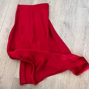 Aritzia Babaton Slip Satin Midi Skirt in Cherry Red